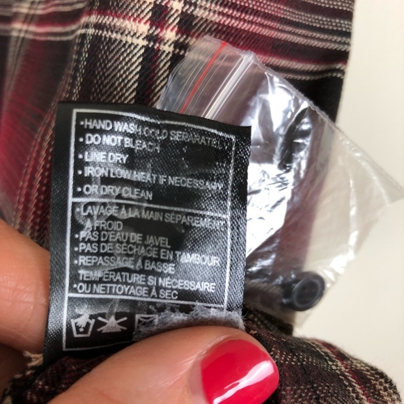 Jack Maroon Brown Plaid Shirt Dress Tunic Large - Picture 7 of 7